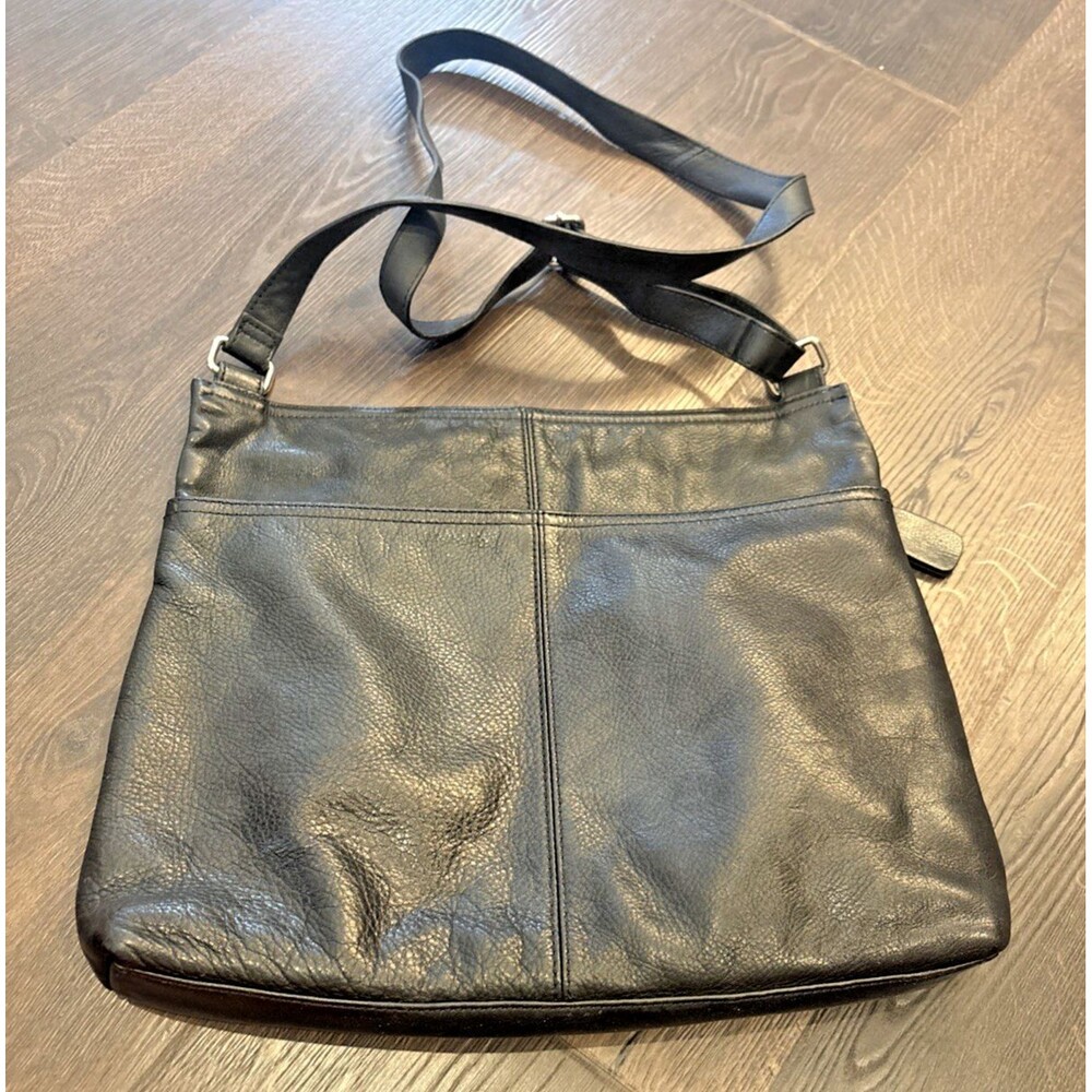 Margot New York Black Pebbled Leather Shoulder Crossbody Bag Medium Size - Picture 5 of 10